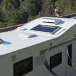 Top View of Motorhome Roof showing solar panels and ventilation