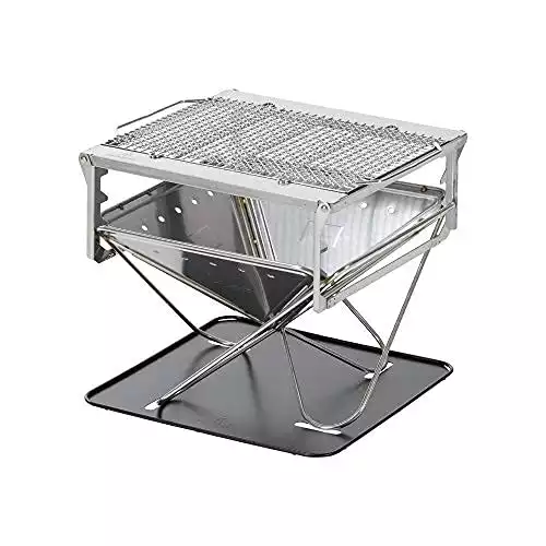 Snow Peak Takibi Fire & Grill - Stainless Steel Portable & Collapsible Fireplace - 30 lbs, 5 Piece Set