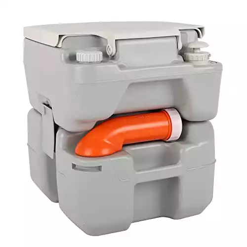 VINGLI Portable 5.3 Gallon Flushing Camping Toilet w/Carrying Bag, Splash-Free Dumping, Anti-Leak Water Pump, Large Capacity Waste Tank for RV/Boat/Truck