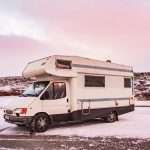 RV vehicle in snow