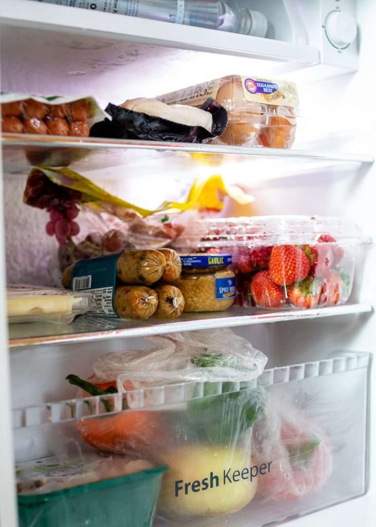 12v refrigerator filled with food
