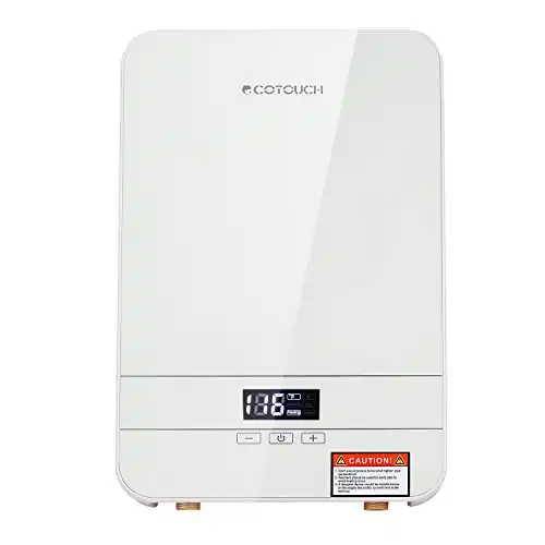 Tankless Water Heater Electric ECOTOUCH 9KW 240V on Demand Water Heater Self-Modulating Instant Hot Water Heater Point Of Use Water Heater ECO90 White