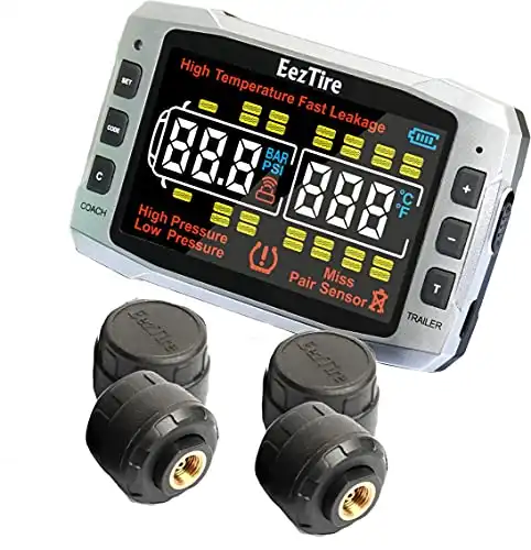 EEZTire-TPMS Real Time/24x7 Tire Pressure Monitoring System (TPMS4) - 4 Anti-Theft Sensors, incl. 3-Year Warranty