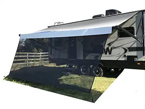Tentproinc RV Awning Sun Shade Screen 9' X 19' 3'' Black Mesh Sunshade Complete Kits Motorhome Camping Trailer Canopy UV SunBlocker Vehicle Tarp Shelter - 3 Years Limited Warranty