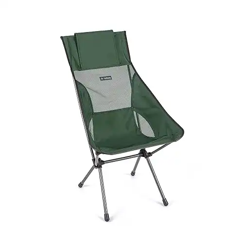 Helinox Sunset Chair Lightweight, High-Back, Compact, Collapsible Camping Chair, Forest Green, with Pockets