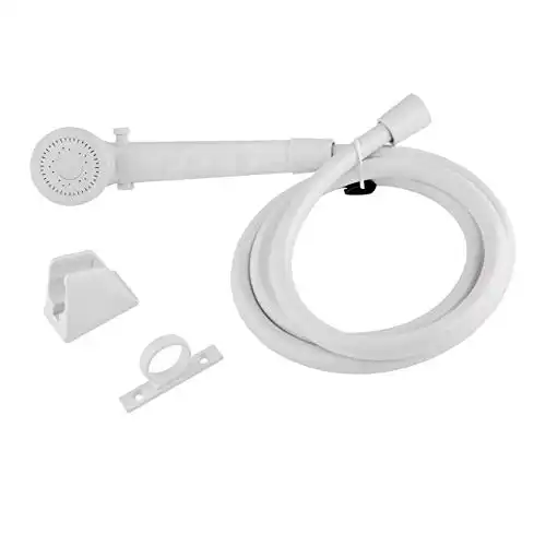 Dura Faucet DF-SA130-WT RV Economical Shower Head and 60-inch Hose Kit - Water-Saving Trickle Switch (White)