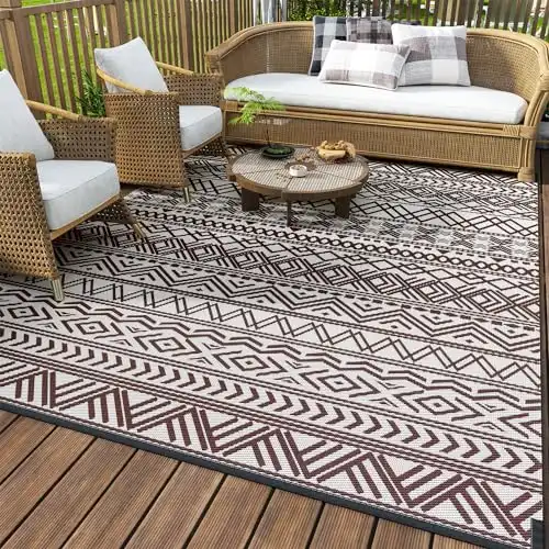 MontVoo Outdoor Rug Carpet Waterproof, Reversible Patio Rug