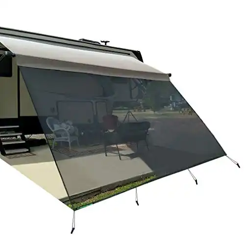 Leaveshade RV Awning Sunshade Screen Tentproinc 10' X 12' 3''- Black Mesh Sun Shade Block Patio Front Sun Light Motorhome Camping Trailer UV Sunblocker Canopy Sunsc...