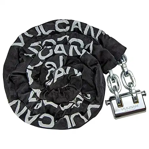 VULCAN Security Chain and Lock Kit - Premium Case-Hardened - 3/8 Inch x 9 Foot (+/-2 Inches) - Chain Cannot Be Cut with Bolt Cutters or Hand Tools