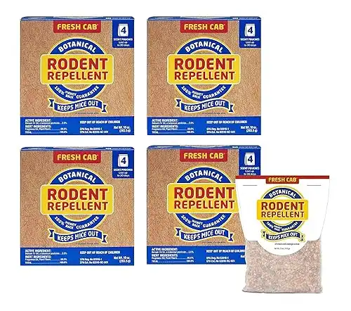 Fresh Cab FC6 Botanical Rodent Repellent Keeps Mice and Rats Out (Total 16 Pouches)