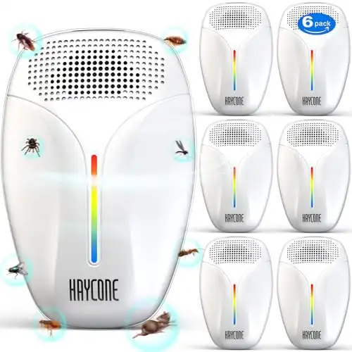 Haycone Ultrasonic Pest & Insect Repeller Advanced Electronic Repellent with Upgraded Technology, Multi-Mode Switching, Chemical-Free for Mice, Mosquitoes, Ants, and Spiders