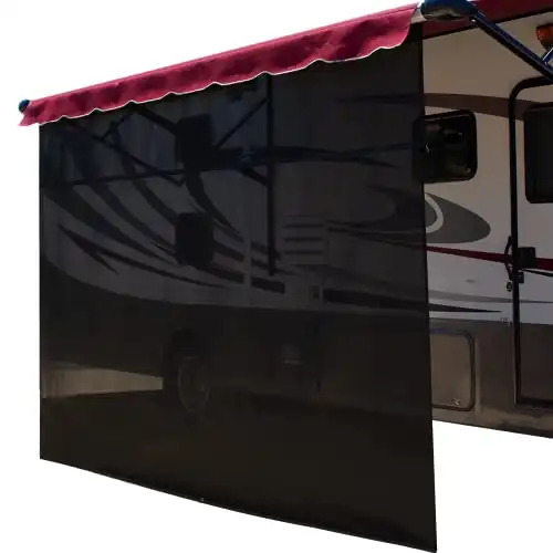 ShadePro - Vista Shade - RV Awning Shade Screen - Zipper Sun Screen Installs in Seconds - Solar Mesh Blocks 87% of Sunlight - The Original Camper Sunscreen Shade for Awnings - 17' x 8' - Bla...