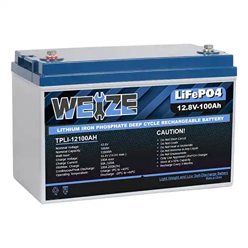 Weize 12V 100Ah LiFePO4 Lithium Battery