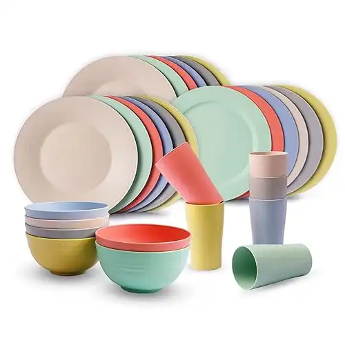 Greenandlife 24-Piece Wheat Straw Dinnerware Set