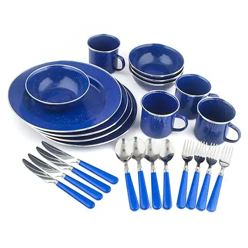 Stansport 24-Piece Enamel Tableware Set