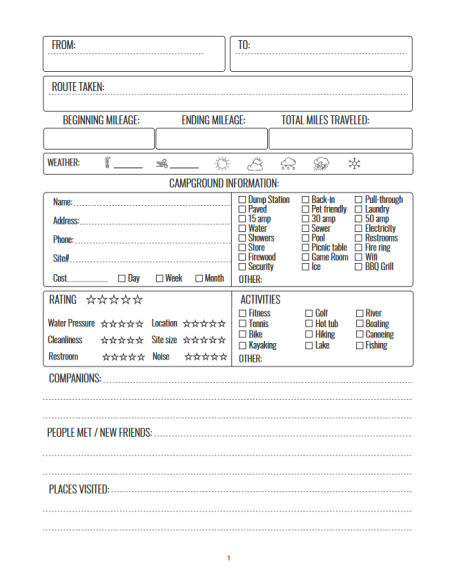 Get your FREE RV Travel Journal 4 Cheap RV